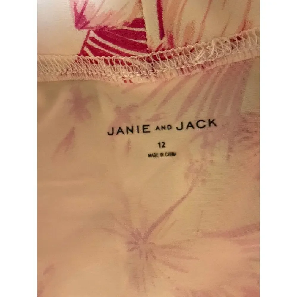Janie and Jack Girls Rash Guard in Pink Flowers Size 12